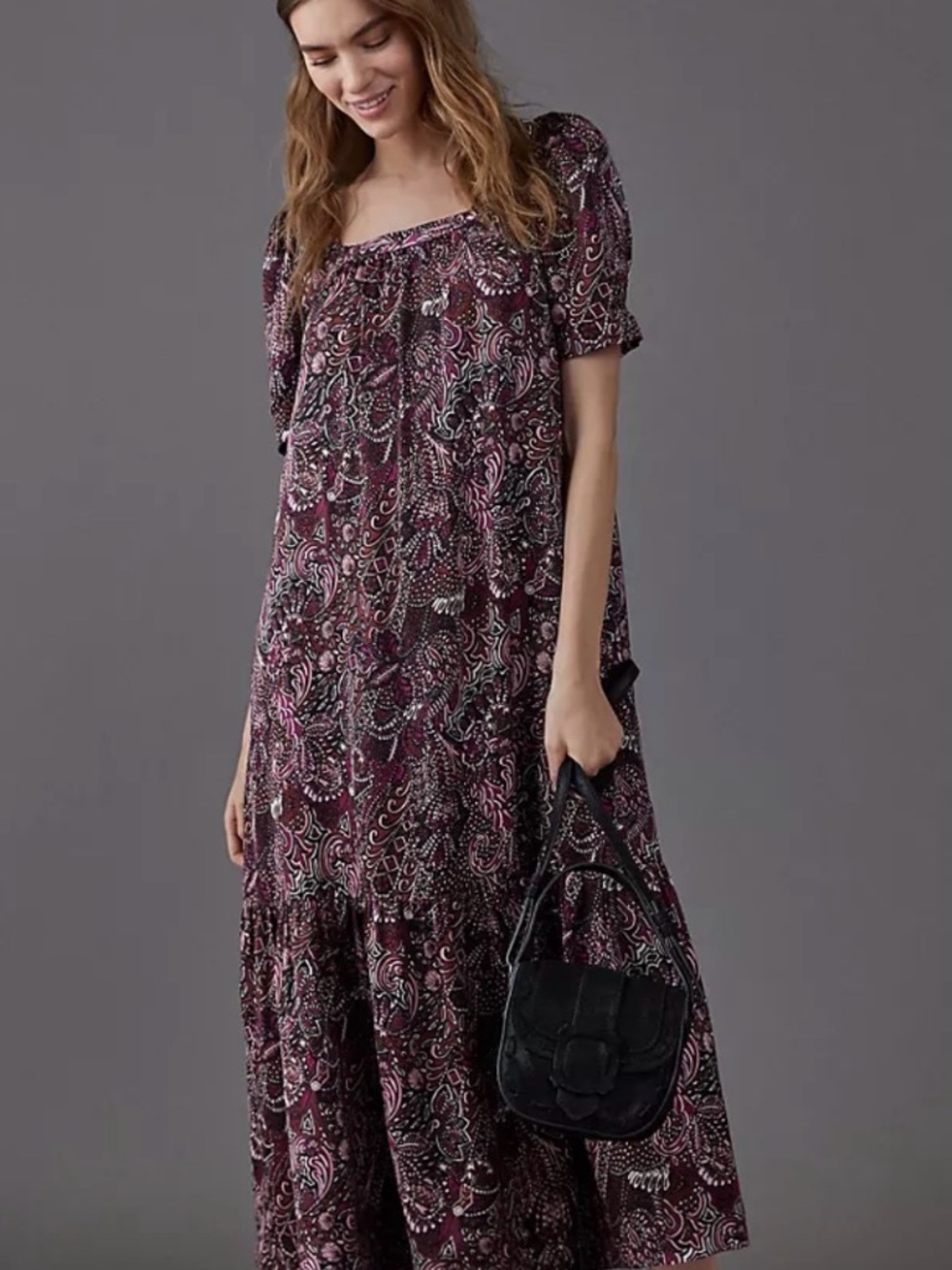 Anthropologie Girls' Paisley Summer Dress in Burgundy and Pink